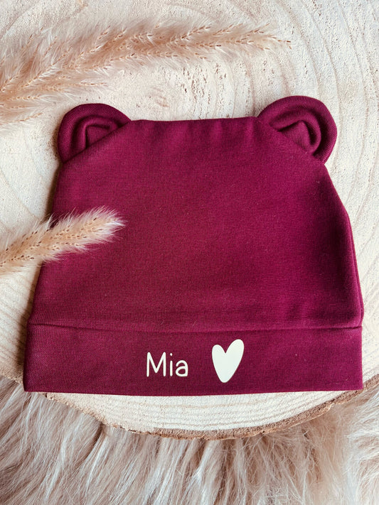 Bonnet personnalisé bordeaux