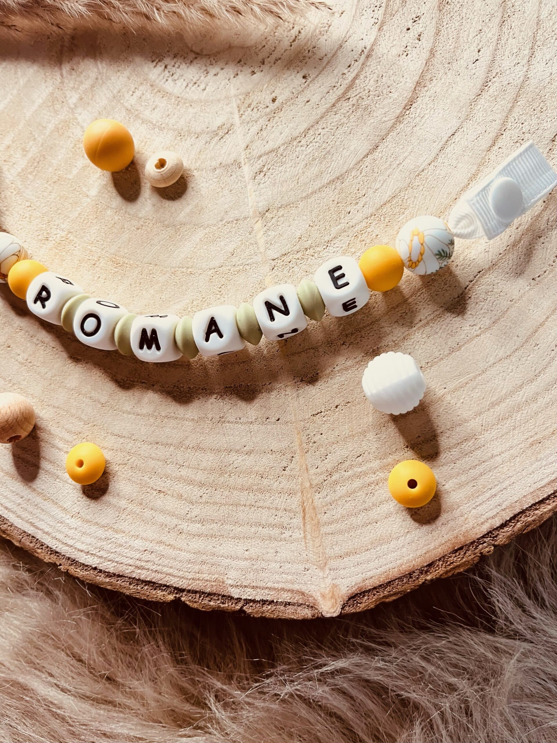 attache tétine personnalisé tournesol