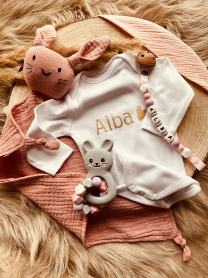 Valise de Naissance Lapin Rose à Personnaliser | Babanono