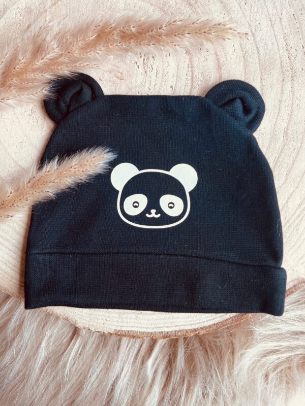 Bonnet personnalisé noir petit panda