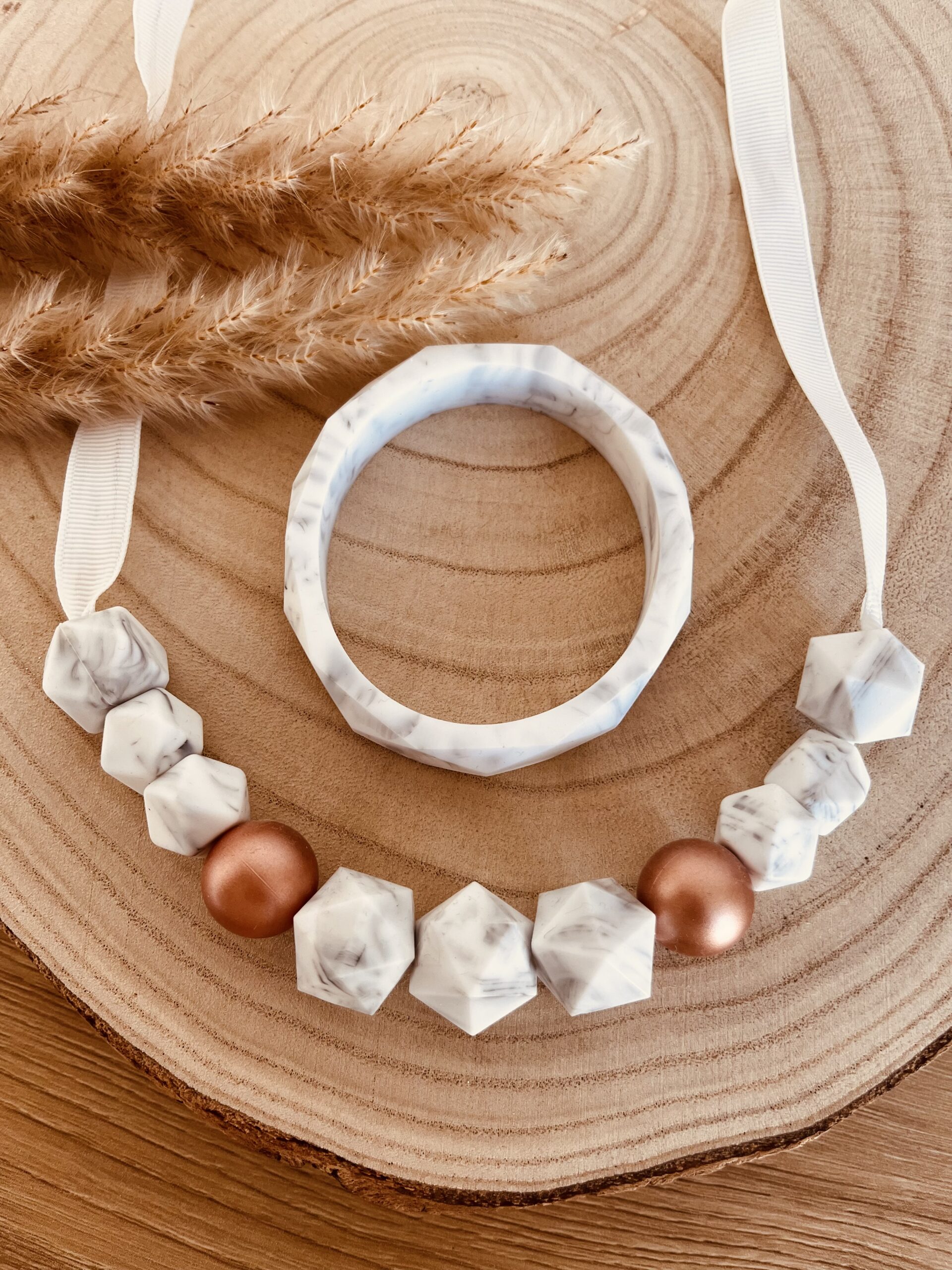 Coffret bijoux d'allaitement marbre blanc