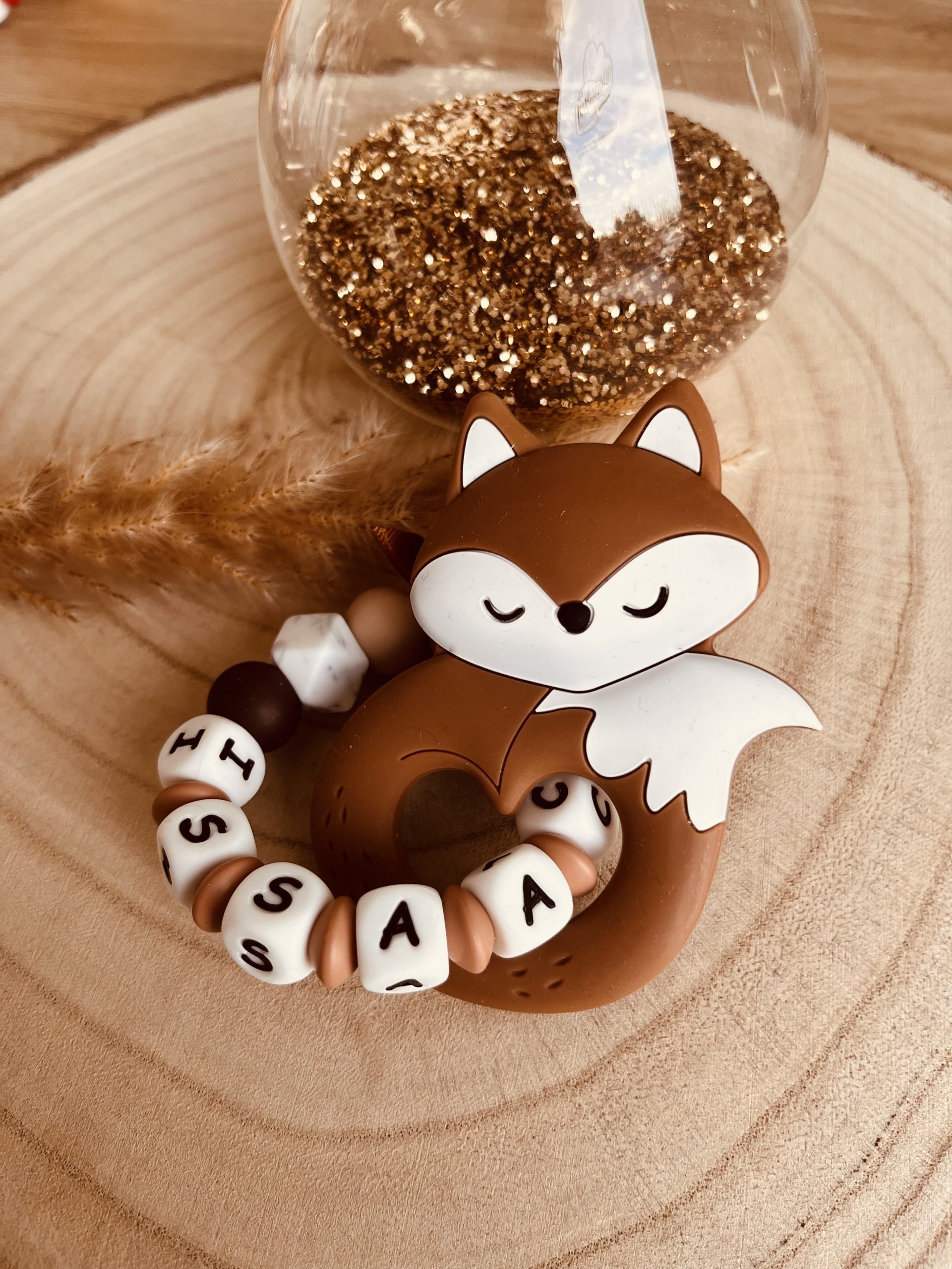 Customized silicone fox teething ring