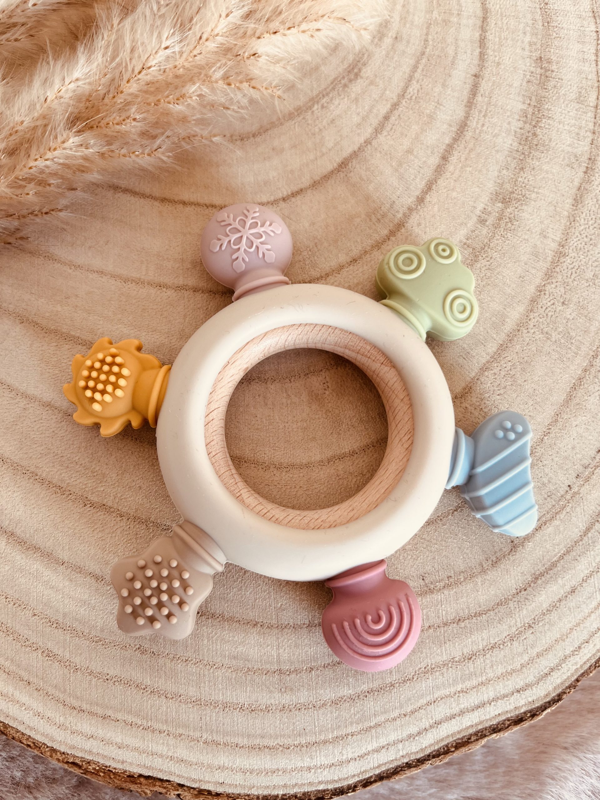 Pastel rainbow teething ring