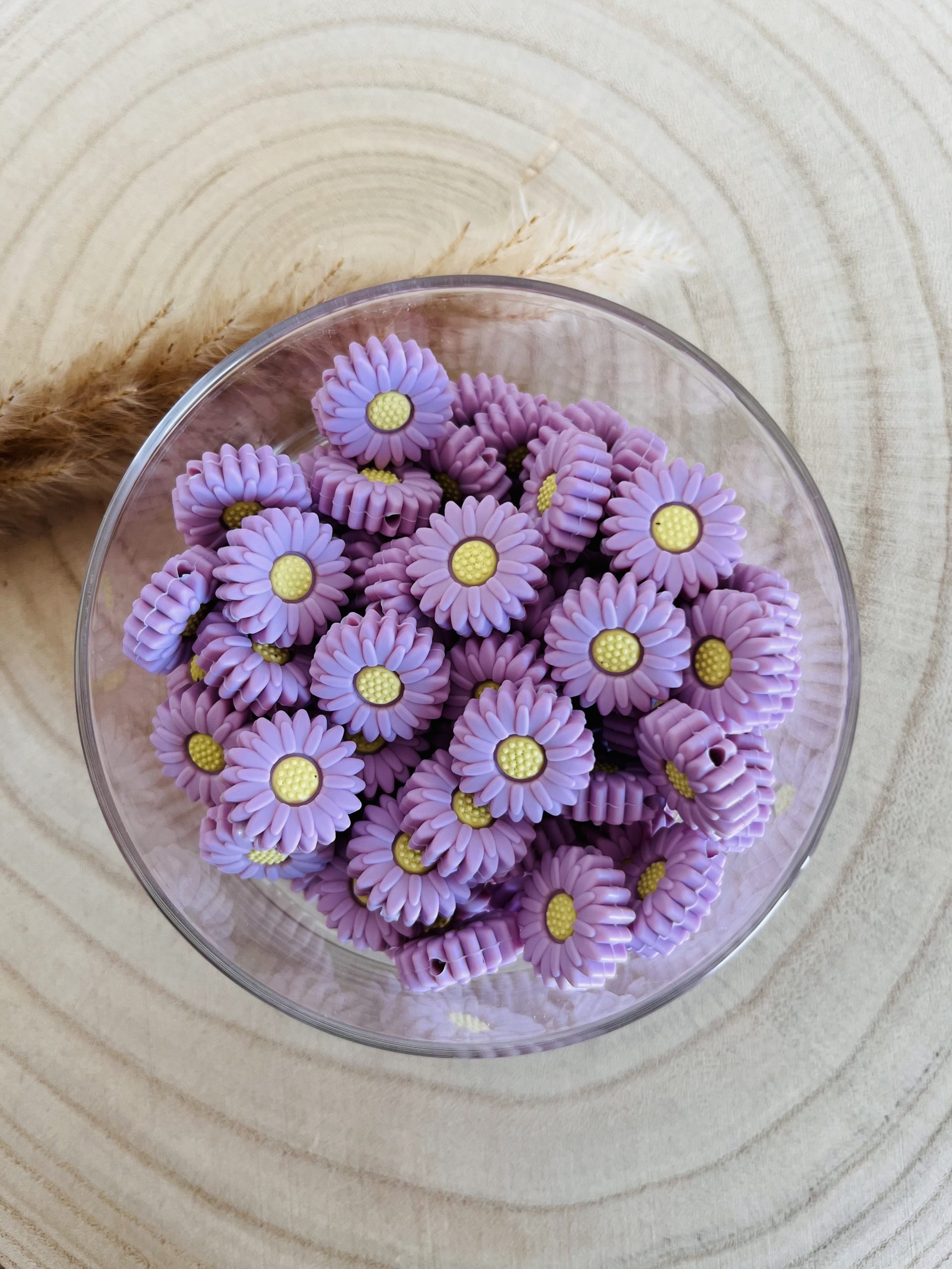Perle silicone marguerite parme