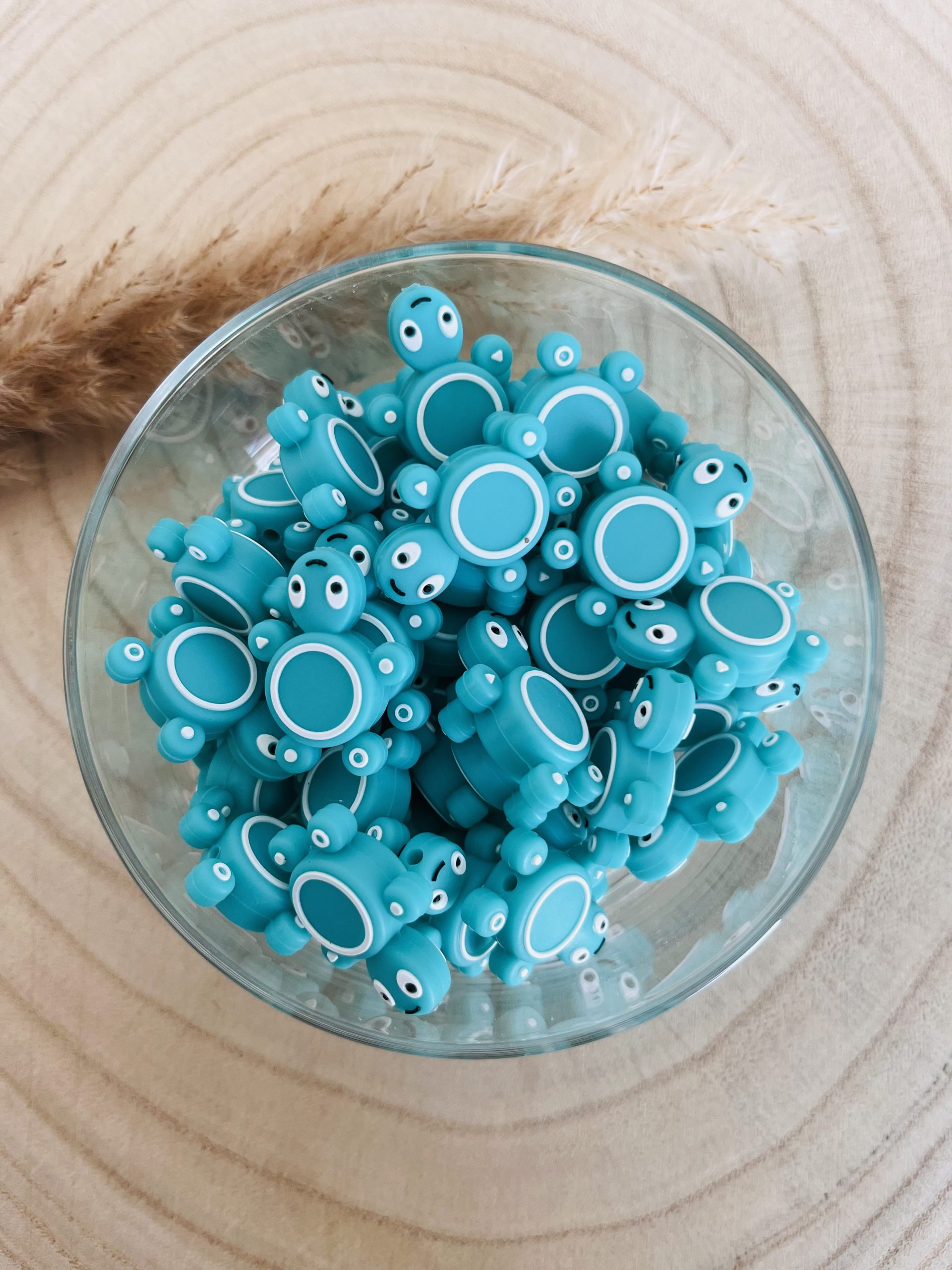 Perle silicone tortue turquoise